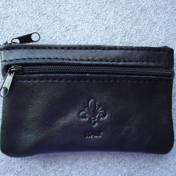 Blitz Italian Brown Leather Coin Purse Key Ring Silver Tone 4.5”x3” Italy EUC - Picture 1 of 4